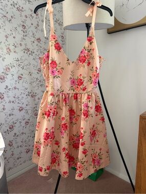 NEW The Occasion Old Navy Peach Floral Tie-Strap Sundress wedding guest formal